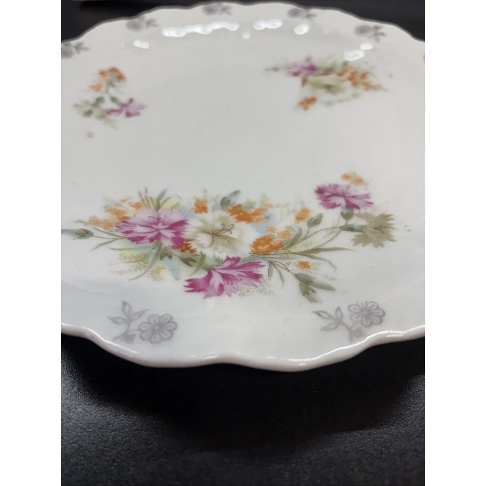 Antique Old Paris Style Porcelain Platter With Hand Painted  Flowers